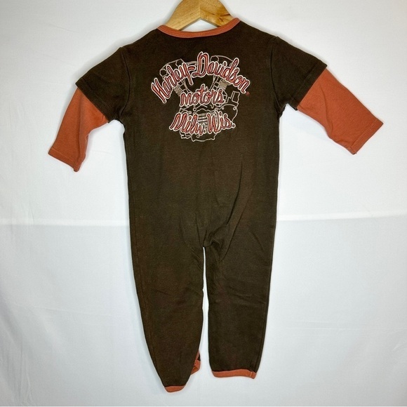 Harley Davidson Milwaukee WI Footless Long-sleeve Embroidered Onesie Size 24M - Picture 6 of 6